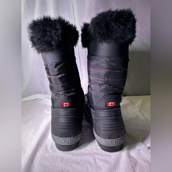 Pajar Black Snow Boots with Gray Fur